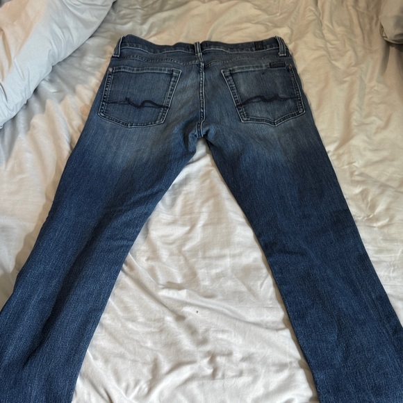 7 For All Mankind Dark Blue Straight Jeans - Picture 2 of 4